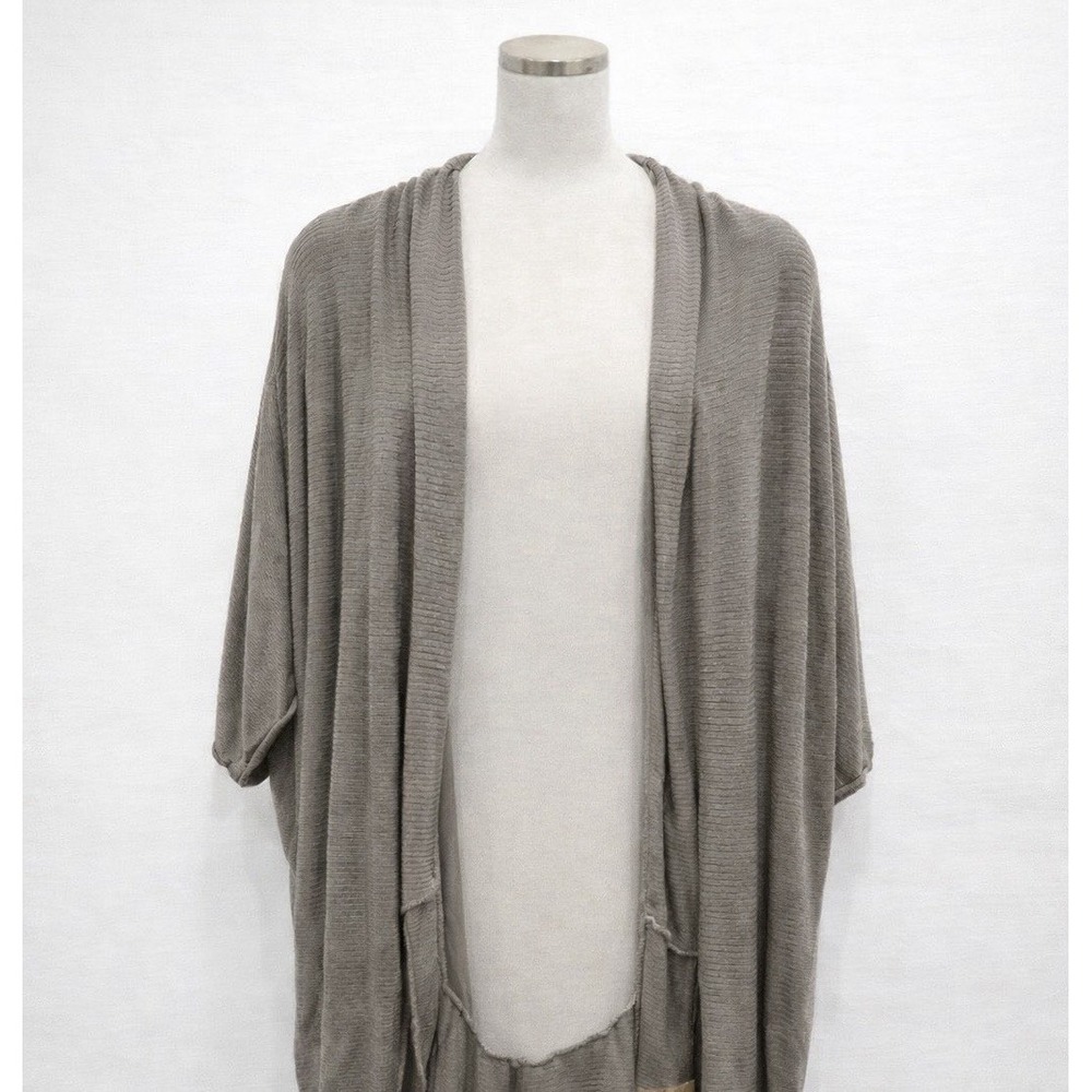 Alice + Olivia Womens Cardigan XS Brown Ribbed Open Front Draped Silk Blend